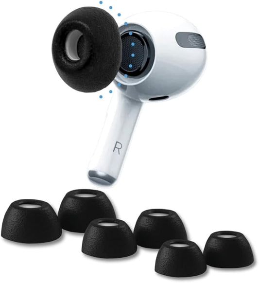Comply Limited Edition Foam Replacement Earbud Tips for Apple AirPods Pro 1 & 2, Black, (S/M/L) (3 Pairs)