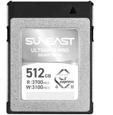 SUNEAST Ultimate PRO Silver Series CFexpress 4.0 Type B 512GB Memory Card, Up to 3700MB/s Read, 3100MB/s Write, TLC 8K Video Card for Professional Cameras, XQD-Compatible, High-Speed CFexpress B