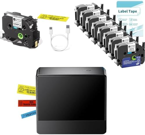 Bluetooth Label Maker Machine with 9PK 24mm White Tapes, P780BT Rechargeable Wireless Label Maker with 1 Inch Wide Labels-Waterproof, Type-C Charging for Home Office Organization