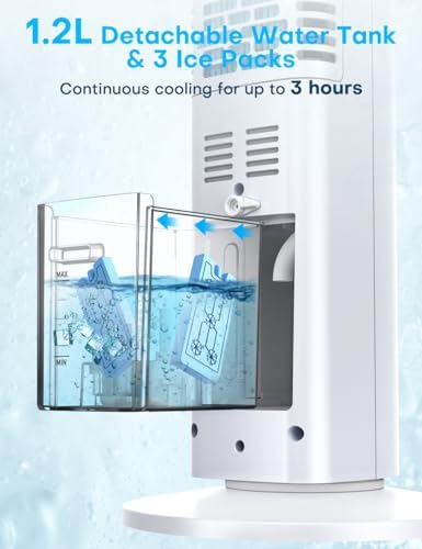 35 INCH Evaporative Air Cooler, 2024 Upgraded Swamp Cooler Air Conditioner w/Cooling Mode, 3 Speeds, Smart Timer for Auto-Off, 20Ft Remote, 70° Wider Oscillation, Air Cooler for Room Bedroom