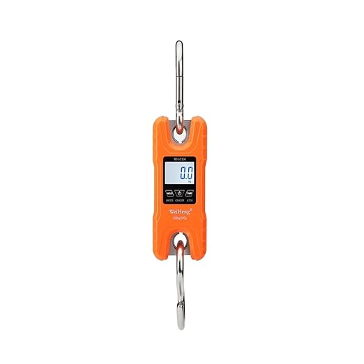 500kg/100g Mini Crane Scale Portable Digital Stainless Steel Hook Hanging Livestock Loop Weighing Balance LCD Backlight(Orange)
