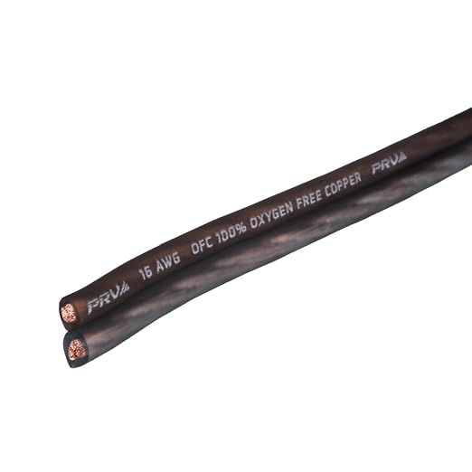 PRV AUDIO 16 Gauge (AWG) Speaker Wire Premium Oxygen-Free Copper OFC - 100 Feet Roll (Black/Grey) Ultra Flex Cable for Car Home Audio Applications