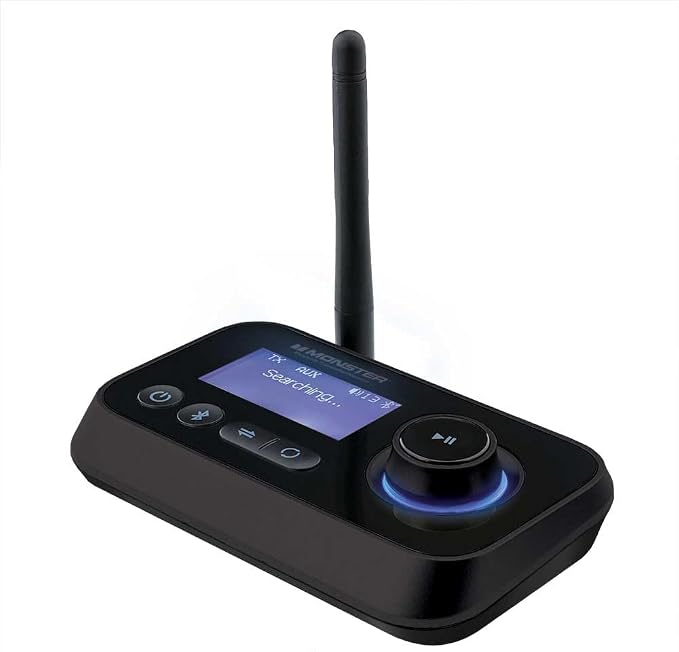 Monster Bluetooth Transmitter & Receiver, 2-in-1 Bluetooth Audio Adapter, Stream to/from NonBluetooth Devices, Stream TV to 2 Headphones, 33 ft Range, Analog & Digital, TV USB Powered, 3.5mm Aux Port
