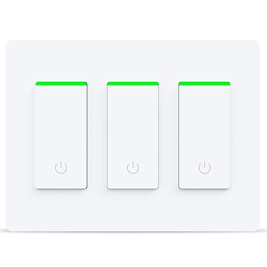 Milfra 3 Gang Smart Light Switch, 2.4GHz WiFi, Alexa & Google Assistant Compatible, Single-Pole, Requires Neutral Wire