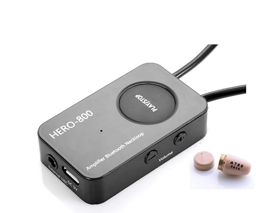 Loud Sound 45-100dB 35 inch Amplifier Bluetooth Neckloop Aids T-coil with CIC Spy Earpiece