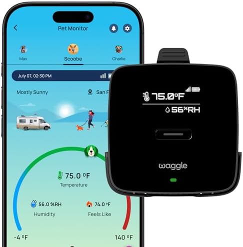 Waggle RV 4G LTE Pet Monitor Lite + 4G Cellular Security Camera - No WiFi? No Problem, Temperature & Humidity Monitor, Real-time Alerts - 2-Way Talk, Night Vision - Supports Verizon, AT&T & T-Mobile