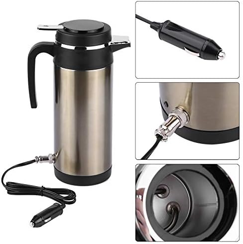Electric Car Kettle, 1200ML 12V Stainless Steel Electric Incar Heater, Portable Travel for Coffee, Tea, Water, Milk, On-the-Go Coffee Heater, Perfect for Drivers, RV Camping, Office Use, Compact and