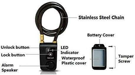 NUNET Bluetooth Bike Lock, NULOCK Anti-Theft Waterproof 71in Steel Cable, Keyless APP Controlled, 110db Alarm, for Bicycle, Scooter, Motorcycle, Gray