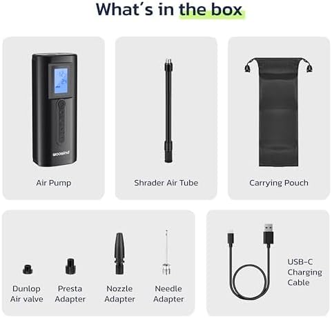 Woowind Tire Inflator & Power Bank 2 in 1 Portable Air Compressor, Electric Bike Pump with Digital Pressure Gauge, Air Pump for Car Tires, Bicycle, Motorcycle, Scooter, Balls (AP2-P)