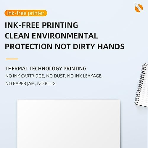 Dpofirs A4 Thermal Portable Bluetooth Monochrome Printer, Inkless, for Travel, Compatible with Android iOS