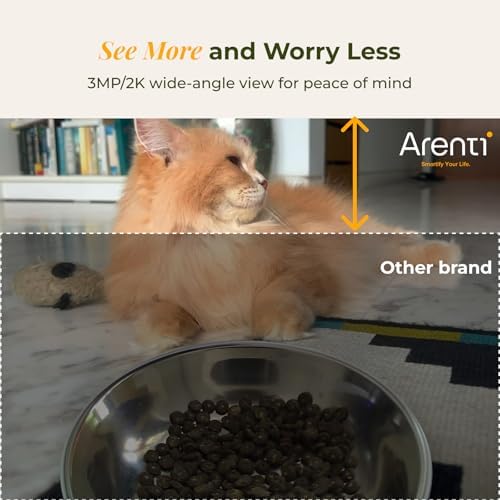 Arenti Ultimate Pet Care & Home Security Bundle: 2K Smart Feeder Kit with Water Fountain + 340° Pan/Tilt Battery Camera, WiFi App Control, 2-Way Audio, Ideal for Remote Pet Monitoring & Home Safety