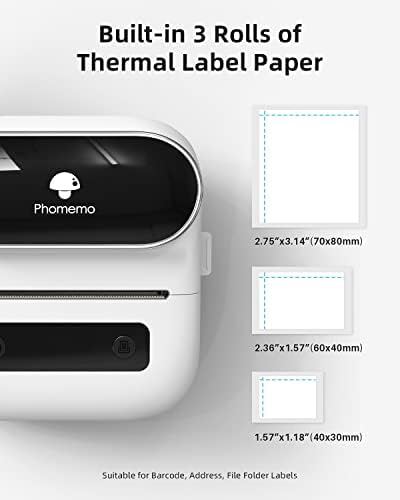 Phomemo M220 Label Maker & 4 Roll Label, 3.14 Inch Bluetooth Thermal Label Printer for Barcode, Address, Labeling, Mailing, File Folder Label, Easy to Use, Support Smartphone, Tablet&PC