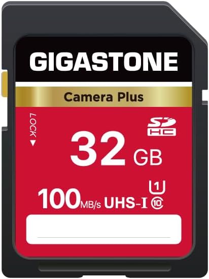 GIGASTONE 32GB SD Card, Camera Plus, UHS-I U1 Class 10 SDHC Memory Card Full HD Video for Digital Camera, with 1 mini case