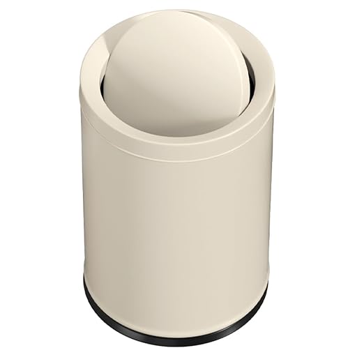 2.4GAL Off White Metal Garbage Can, Double-Layer with Inner Layer,Small Bathroom Trash Can with FILP Lid for Bedroom,Office,Hotel,Bank