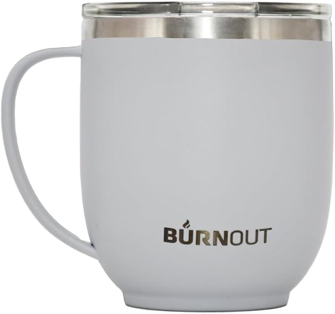 BURNOUT Temperature Regulating Home & Office Mug, 12 oz White - Drink NOW & Heat-Zorb Tech