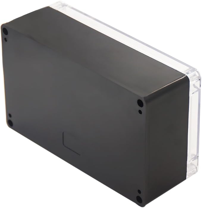 Project Box IP65 Waterproof Junction Box ABS Plastic Black Electrical Boxes DIY Electronic Project Case Power Enclosure Clear Cover 7.87"x4.72"x2.95"(2Pcs)