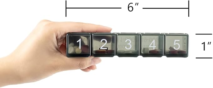 e-Pill 5 Times a Day x 7 Day Large Weekly Pill Organizer, Vitamin and Medicine Pill Box - with Discreet Case (Black)