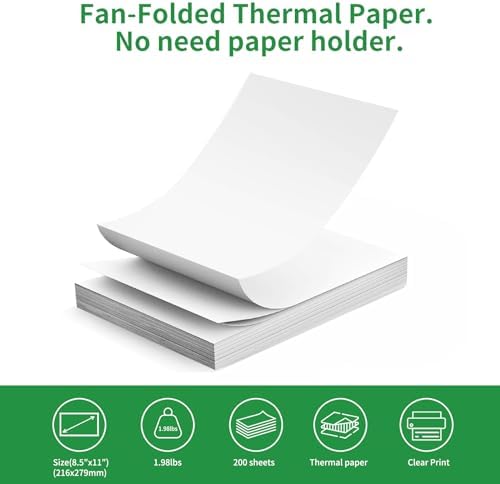Gloryang Printer & 3 Rolls Paper & 200 Sheets Fan-Fold Paper & Carry Case