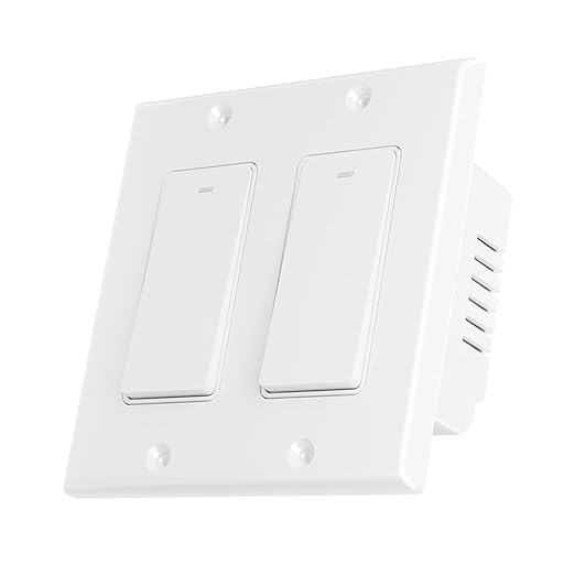 Smart Switch 2 Gang, Neutral Wire Required, 2.4GHz Wi-Fi Light Switch Compatible with Alexa and Google Home, UL Certified