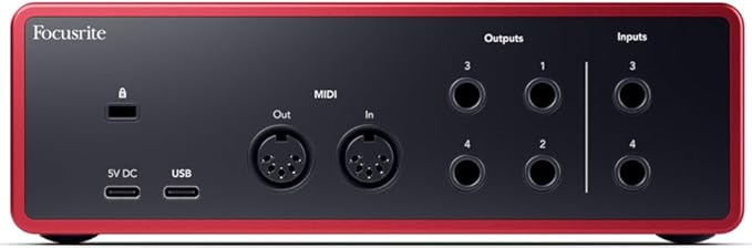 Focusrite Scarlett 4i4 4th Gen USB Audio Interface, for Musicians, Songwriters, Guitarists, Content Creators — High-Fidelity, Studio Quality Recording, and All the Software You Need to Record