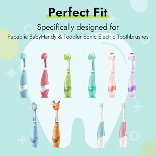 Papablic Toddler Sonic Electric Toothbrush for Aged 2-4 with 4 Replacement