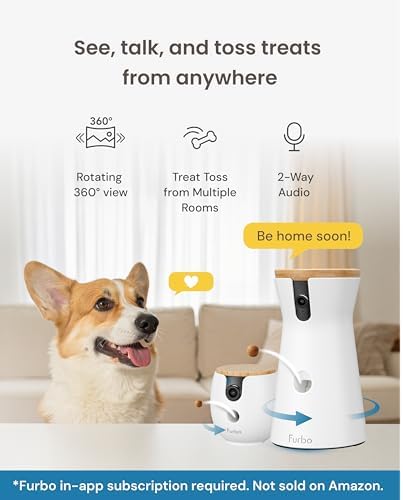 Furbo 360° Dog Camera + Mini 360° Cam [New Subscription Required at Setup] 2-Camera Bundle Nanny Subscription: Dog Safety Alerts, Pet Camera with Speaker, Phone App & Night Vision