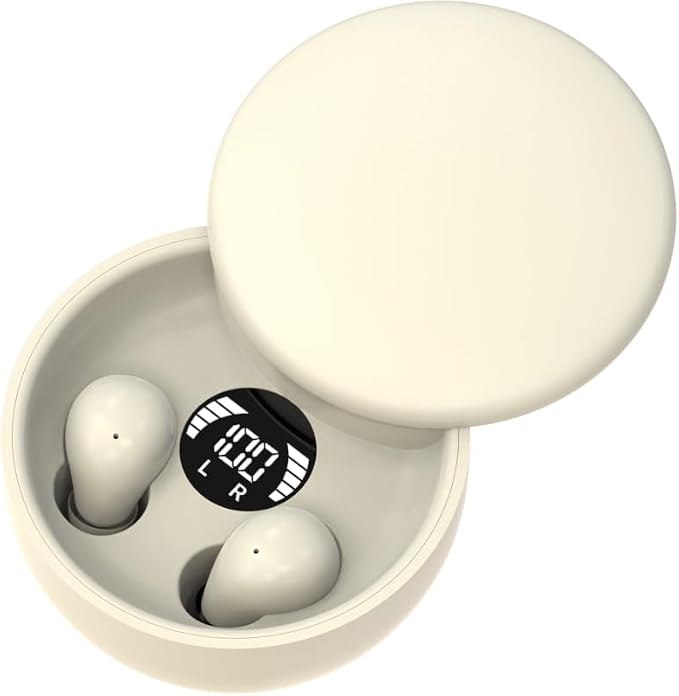 Mini Invisible Headphones Bluetooth 5.4 True Wireless Hidden in-Ear Earphones Sport Audio Earbud,Comfortable Mini Earbuds for Sleep Friendly Side Sleeping Earphones, for Work (Khaki)