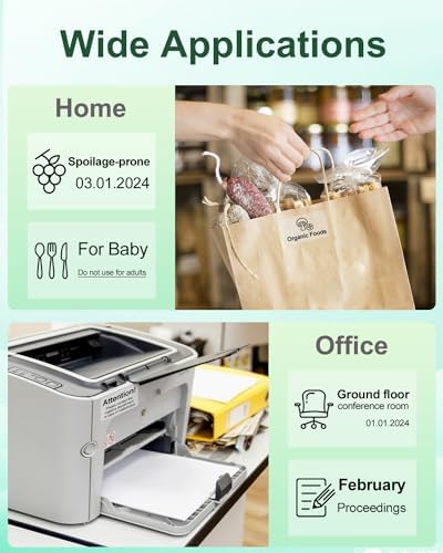 Phomemo M220 Label Maker White & 1 Roll Transparent Thermal Label 1.96"x1.18"(50x30mm), Upgrade 3 Inch Barcode Portable Printer, for Office & Small Business, Compatible with Phones&PC