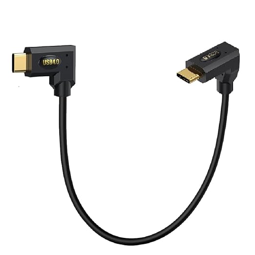 1ft Bidirectional USB 4.0 Type C Cable, 40Gbps Data, 240W PD Charging, 8K@60Hz Video, Left & Right to Up Down Angle Male Cord for Thunderbolt 4/3, Smartphones, Laptops, Monitor, Gaming Console