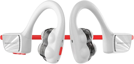 Open Ear Headphones Wireless Bluetooth, 4-Speakers Open Air Conduction Headsets,IPX6 Warterproof Conducting Earphones with microphone,8 Hours Playtime for Cycling, Driving, Sports, Gym, Hiking White