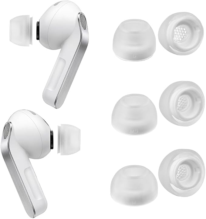 AZLA Max for Galaxy Buds 4 Pro & Galaxy Buds 3 Pro – Samsung-Certified Replacement Ear Tips, Medical Silicone Earbud Tips, Matte Surface, Precision Filter for Original Sound (White, S-MS-M)