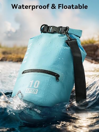 HEETA Fish Scale with Backlit LCD Display, Up to 110lb/50kg, 2 AAA Batteries Included (Black) Bundled with Waterproof Dry Bag with Front Zippered Pocket for Women Men (Blue 5L)