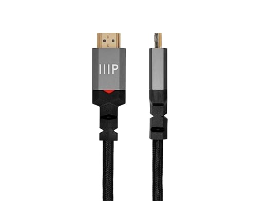 Monoprice 8K Certified Ultra High Speed HDMI Cable - 20 Feet - Black | Braided - HDMI 2.1, 8K@60Hz, 4k@120Hz, 48Gbps, HDR, VRR, CL3 in-Wall Rated