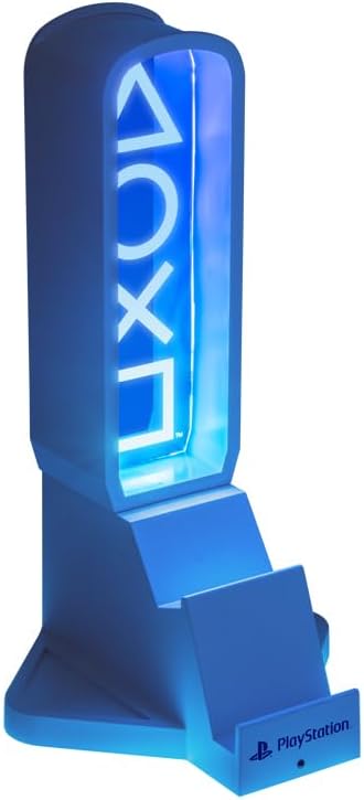 Paladone PlayStation 3-in-1 Headphone Stand and Tech Charging Station with Console Controller Cradle and 2 USB-C Ports, RGB Colour Changing Light Panel, Officially Licensed Gift for Gamers