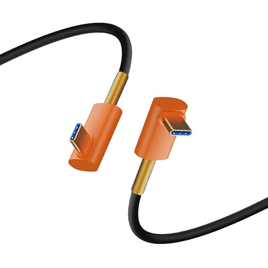 10 inch USB 4.0 Type C Silicone Cable, 40Gbps Bidirectional Data, 240W PD Fast Charging, 8K@60Hz Video, Up Dwon to Middle Angle Cord Compatible with Thunderbolt 4/3, Gaming Laptop, Monitor