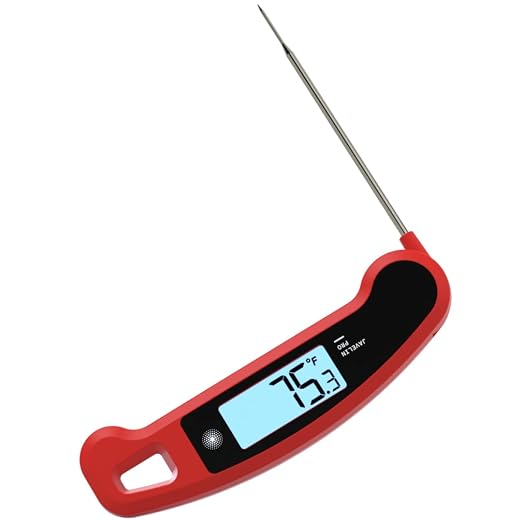 Lavatools Javelin® PRO Classic Ultra-Fast 2-Second Professional Digital Instant Read Meat Thermometer for Grill and Cooking, Auto-Rotating Backlit Display, IP65 Water Resistant, NSF Certified-Crimson