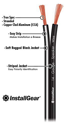 InstallGear 14 Gauge Speaker Wire - True Spec Soft Touch Cable (100ft White/Black) for Car & Home Speakers