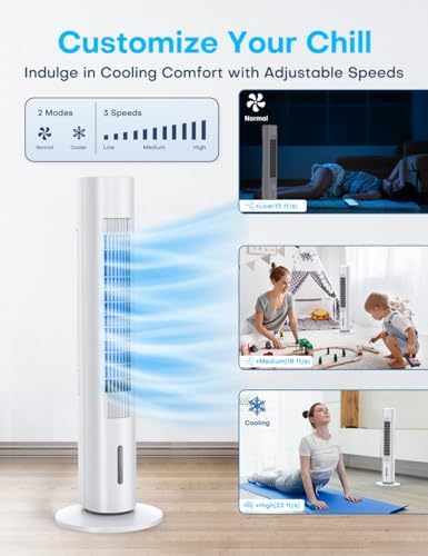 35 INCH Evaporative Air Cooler, 2024 Upgraded Swamp Cooler Air Conditioner w/Cooling Mode, 3 Speeds, Smart Timer for Auto-Off, 20Ft Remote, 70° Wider Oscillation, Air Cooler for Room Bedroom