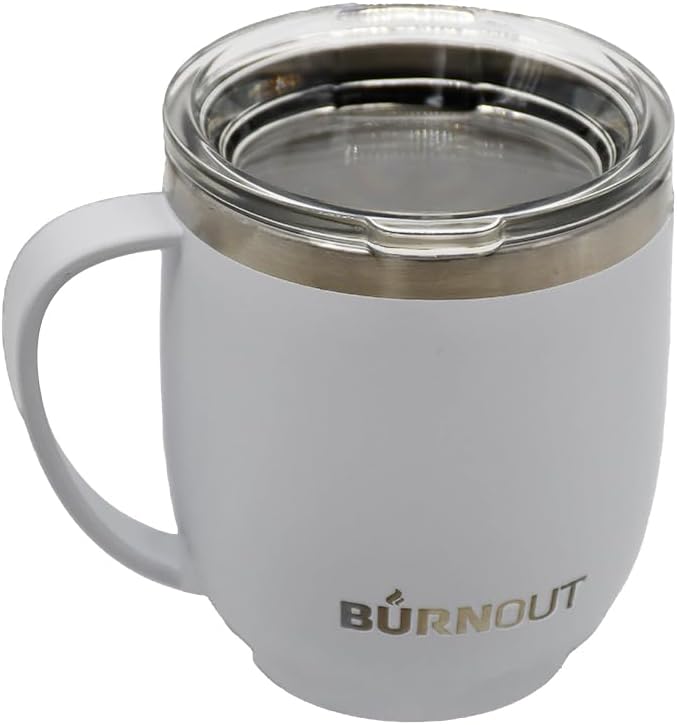 BURNOUT Temperature Regulating Home & Office Mug, 12 oz White - Drink NOW & Heat-Zorb Tech
