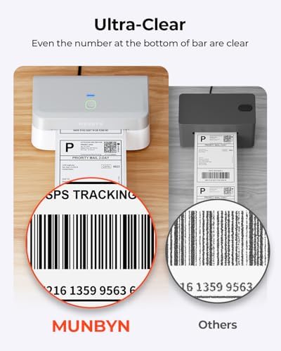 MUNBYN RW403B Bluetooth Shipping Label Printer+4"x6" Direct Thermal Shipping Labels