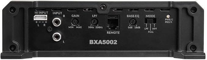 Belva BXA5002 500W Peak BX-Series 2-Ohm Stable Class-A/B 2-Channel Car Audio MOSFET Amplifier with Remote Subwoofer Level Control