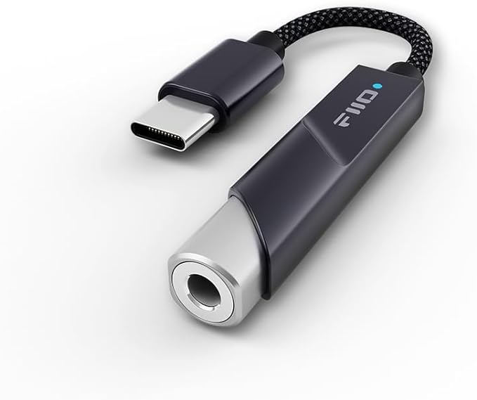 FiiO KA11 USB C to 3.5mm Audio Adapter 32bit/384KHz, USB Type C Dongle HiFi DAC Amplifier for Android/iOS/Windows/Mac (Black, TC)