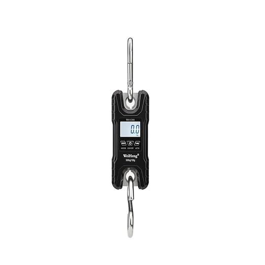 500kg/100g Mini Crane Scale Portable Digital Stainless Steel Hook Hanging Livestock Loop Weighing Balance LCD Backlight(Black)