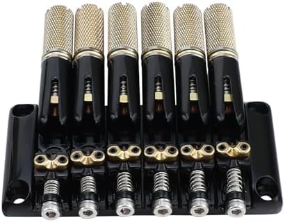 10.5mm Headless Electric Guitar Bridge Black Headless Bass Guitar Bridge Brass Saddles Zinc Alloy Plate Electric Guitar Bridge 6 String Headless Guitar Bridge Fixed