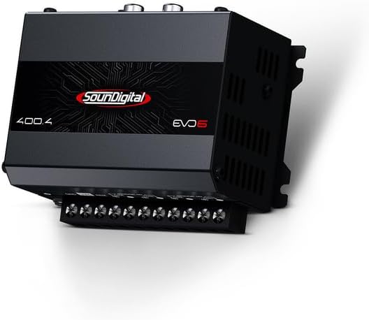 SounDigital 400X4 Car & Motorcycles Full Range Amplifier 4 Channels 400 Watts RMS 4 Ohm - Compact Size - Professional Super Sound Quality