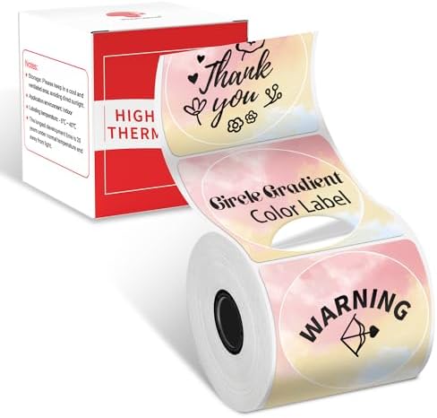 Phomemo M220 Label Maker & 1 Roll Rainbow Gradient Circle Thermal Label, 1.96" x 1.96"（50x50 mm）, Portable Sticker Label Maker Machine for Mailing, Storage, Address, Clothing, Home, Office
