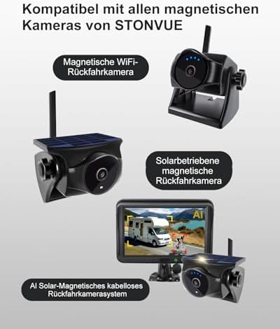 Magnetic Solar Wireless Backup Camera and Metal Plate: AI Pedestrian & Vehicle Detection, 1-Min Install, No Wiring/Drilling, Gesture Control,Rechargeable Battery, Night Vision