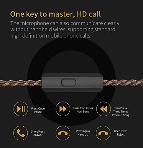 CCA C12 in Ear Monitor Headphones 5BA 1DD Hybrid HiFi Gaming IEM Earphones Noise Isolating Stereo Wired Earbuds for Musicians Audiophile Singers DJ（with mic）