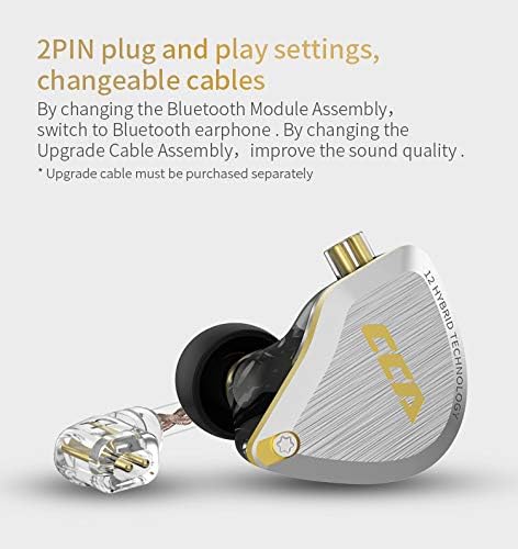 CCA C12 in Ear Monitor Headphones 5BA 1DD Hybrid HiFi Gaming IEM Earphones Noise Isolating Stereo Wired Earbuds for Musicians Audiophile Singers DJ（with mic）