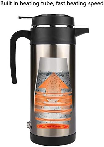 Electric Car Kettle, 1200ML 12V Stainless Steel Electric Incar Heater, Portable Travel for Coffee, Tea, Water, Milk, On-the-Go Coffee Heater, Perfect for Drivers, RV Camping, Office Use, Compact and